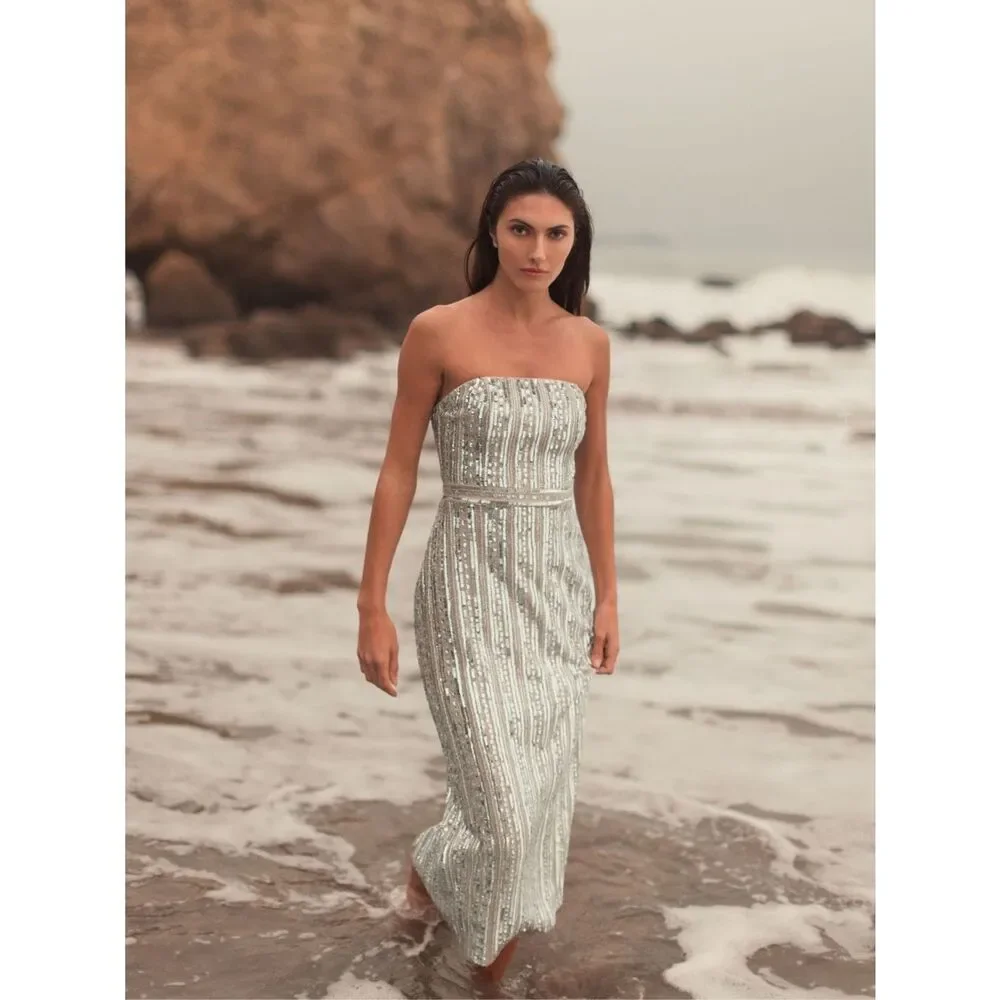 NWT MAC DUGGAL Embellished Strapless Column Dress Size US 10 $798